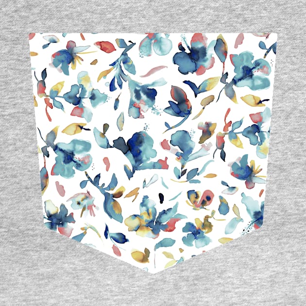 Pocket - Watery Hibiscus Blue Gold by ninoladesign